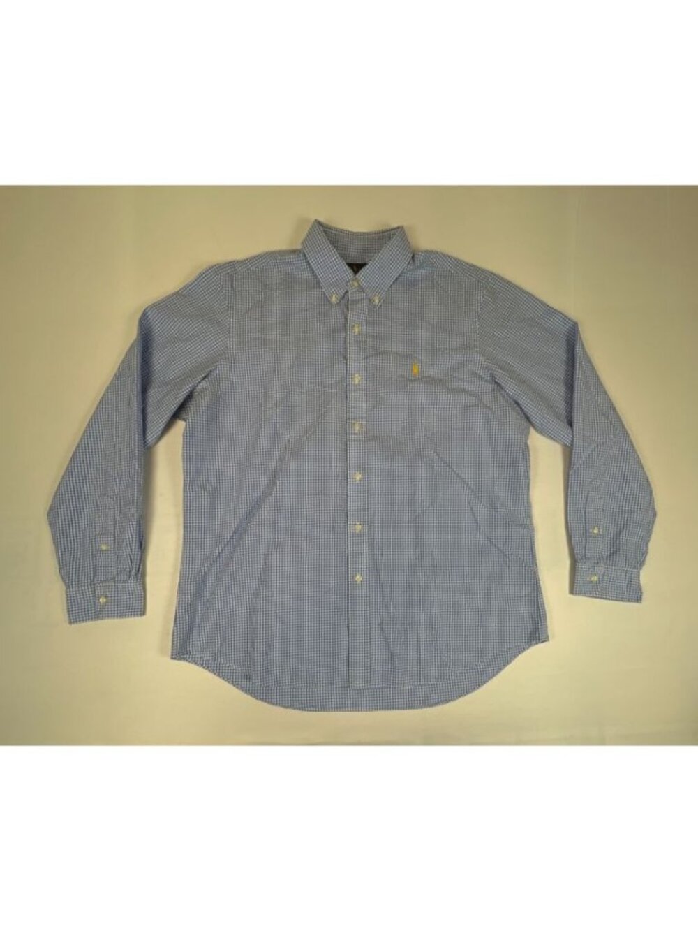 Ralph Lauren Men's XL Blue White Gingham Check Button Down Shirt Long Sleeves